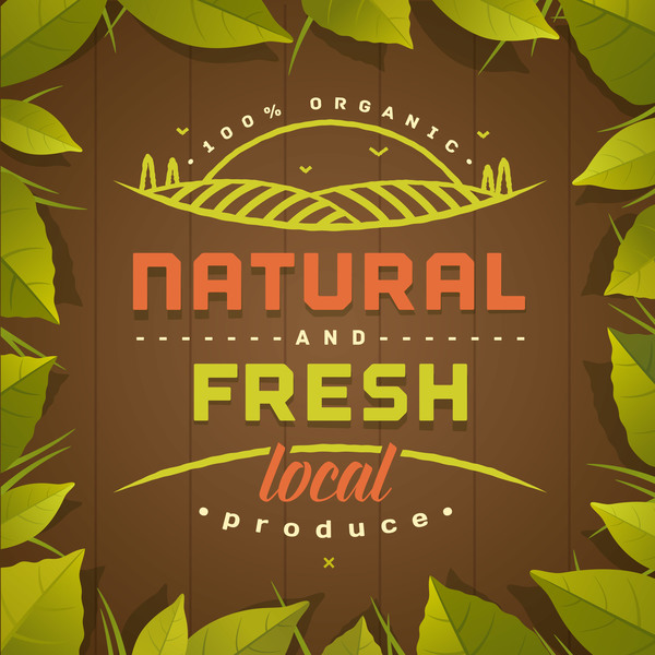 自然の新鮮な地元食ポスター テンプレート ベクトル 01  