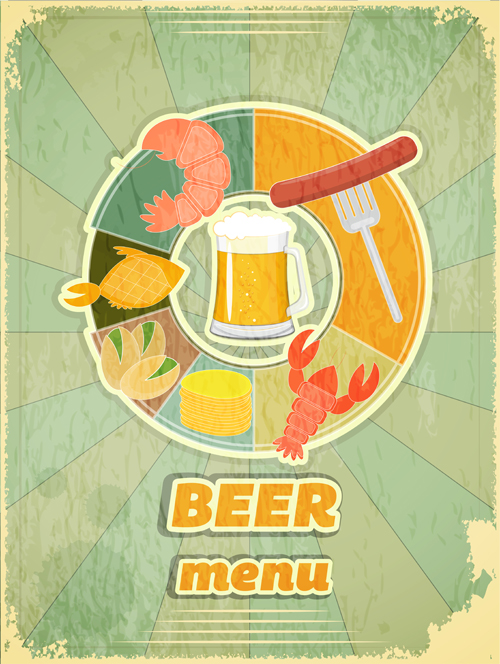 Pub beer menu retro style vector 03  