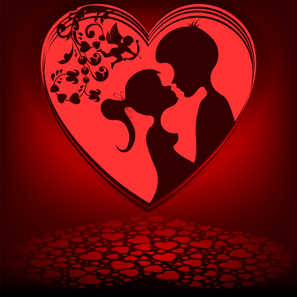 Carte de Saint Valentin romantique avec matériel vecteur amoureux 06  