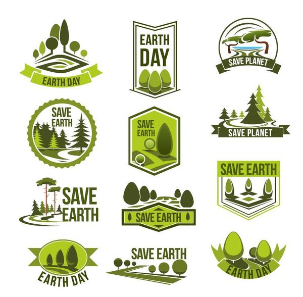 Speichern Sie Erde Logos Design Vektor  