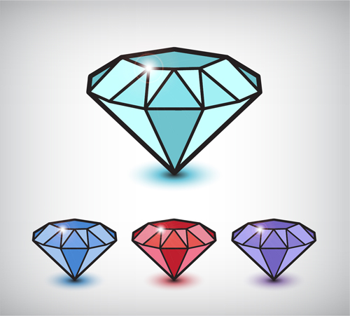 Shiny Colored Diamond Graphics Vector  