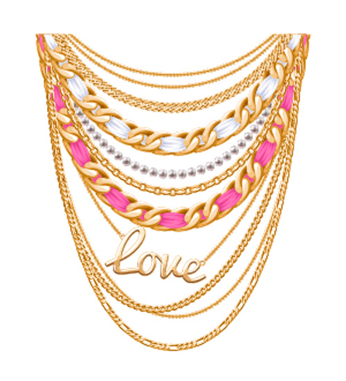 Shiny gold chains vector illustration 04  