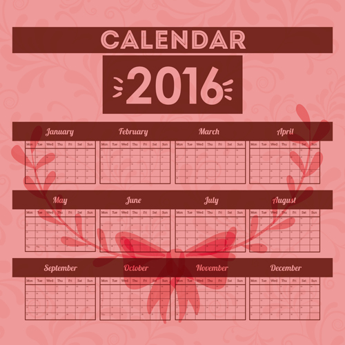 Simple wall calendar 2016 design vectors set 18  
