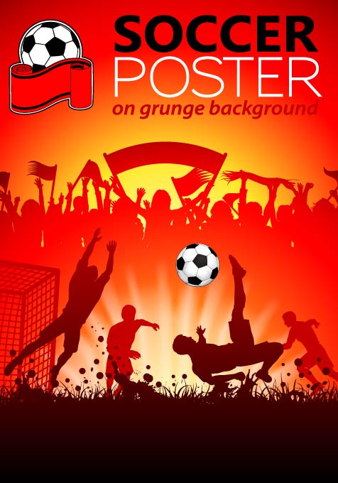 Soccer poster grunge background vector  