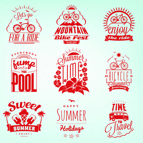 Summer holidays logos creative vector material 03  