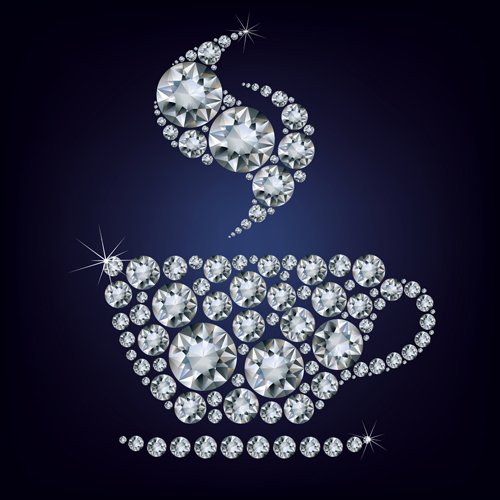 Tea with diamonds creative vector  