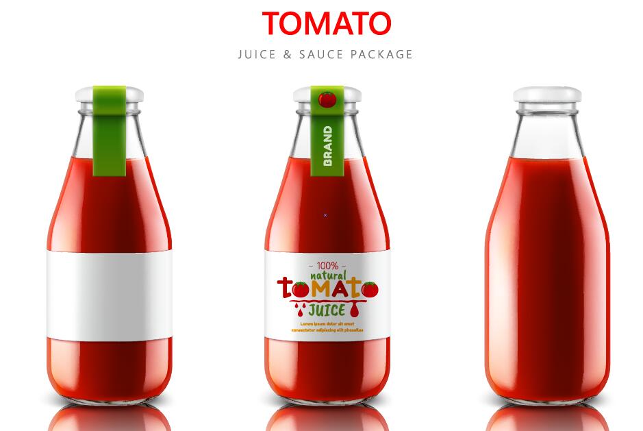 Jus de tomate avec sauce vecteur paquet matériel 02  