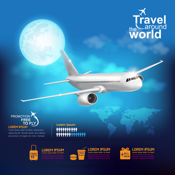 Travel around the world business template vector 05  
