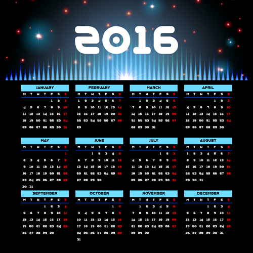 Vector grid calendar 2016 design material 03  