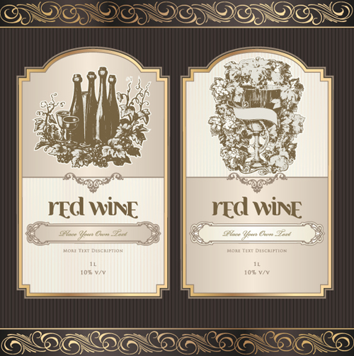 Vintage Elements of Wine Labels vector material 01  