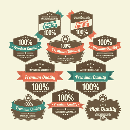 Vintage Object Labels design elements vector 05  