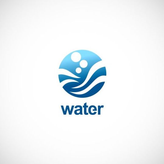 Vatten rund våg vektor logo typ  