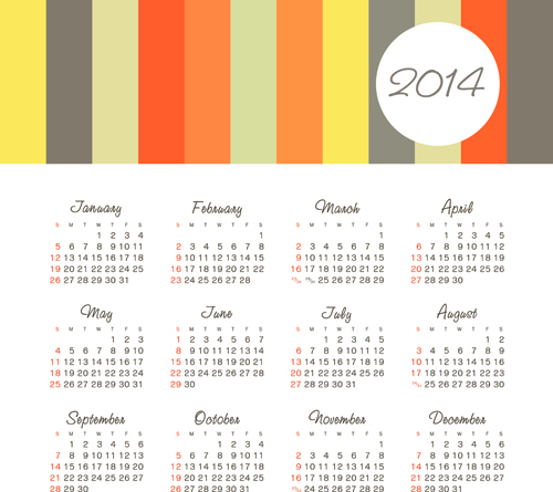 Vector set of 2014 calendar design 01  