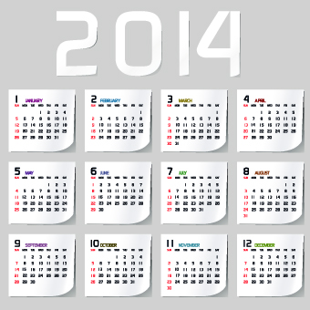 Simple 2014 calendar design vector set 02  