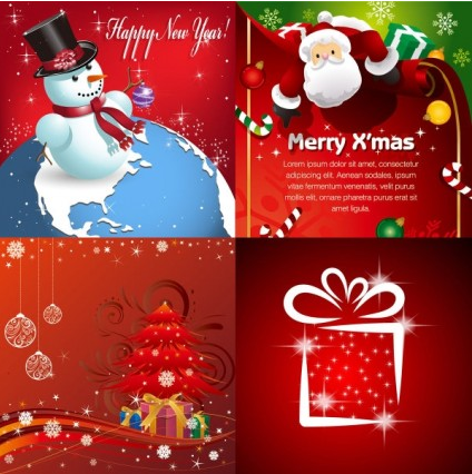 Christmas ornaments backgrounds vector set  