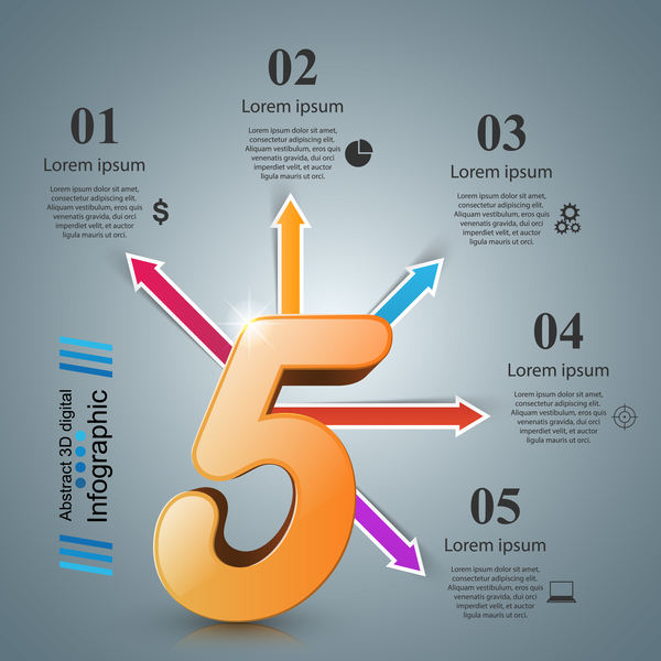 infographic Vektor mit fünf Pfeilen  