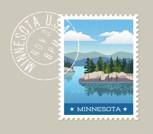 ミネソタ州切手テンプレート ベクトル  
