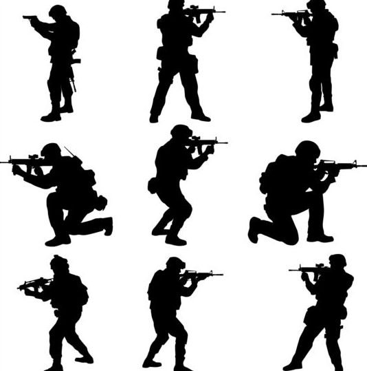 soldat silhouettes vector set 03  