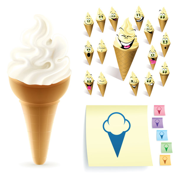 Funny cartoon Ice cream vector 01  