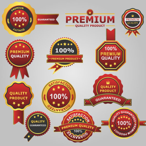 Different guaranty quality labels vector set 04  