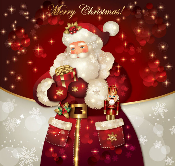 ornate greeting card of Santa Claus vector graphics 09  