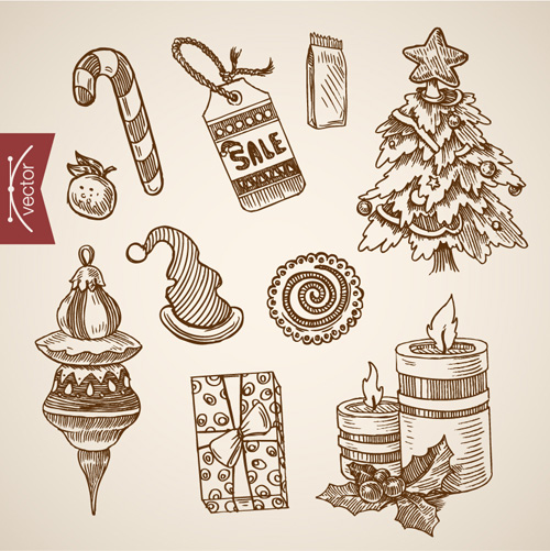 2016 christmas baubles hand drawn vectors set 05  