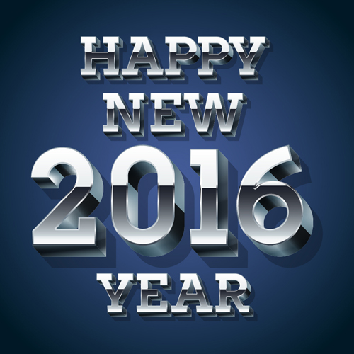 2016 new year metal style vector  
