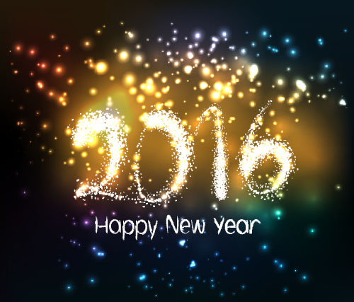 2016 new year with firework background vector 08  