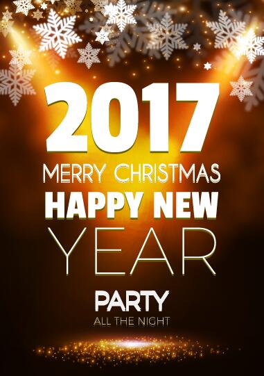 2017 New Year with christmas party flyer vectors set 07  