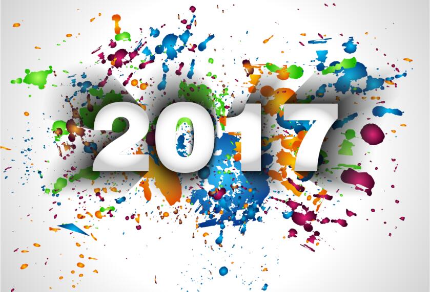 2017 new year with paint background vector  