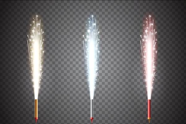 3種類の花火の花火のイラストベクトル  