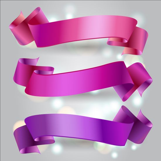 Abstract purple ribbons vectors material  