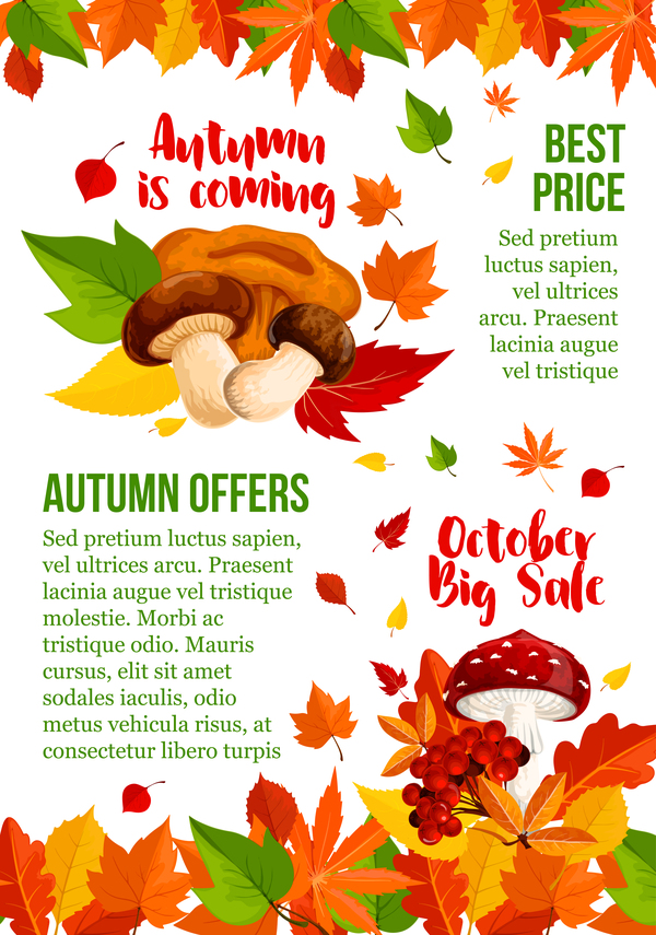 Vecteur de modèle de page de flyer de saison d'automne 03  