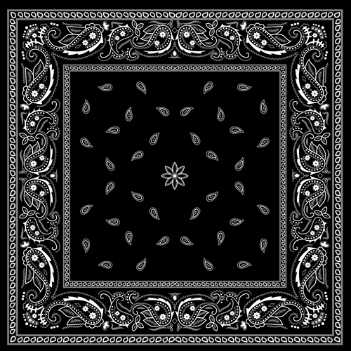 Black with white bandana patterns design vector 02  
