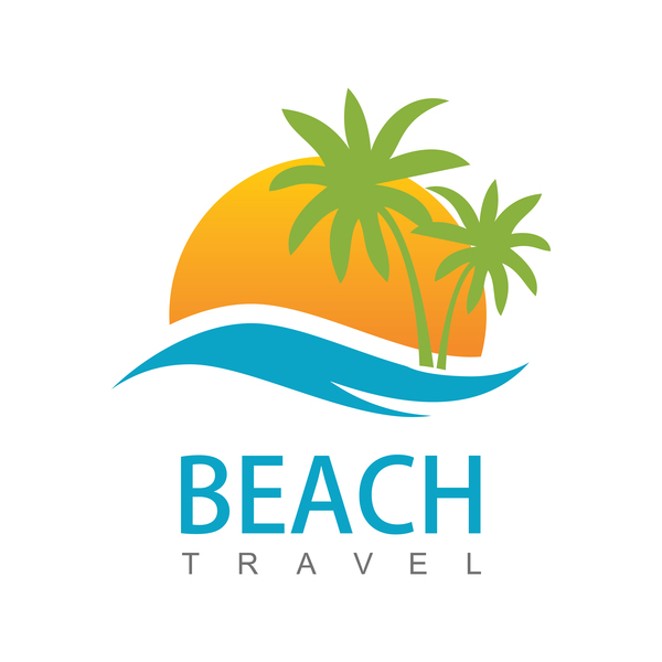 Vecteur de logo de voyage de plage  