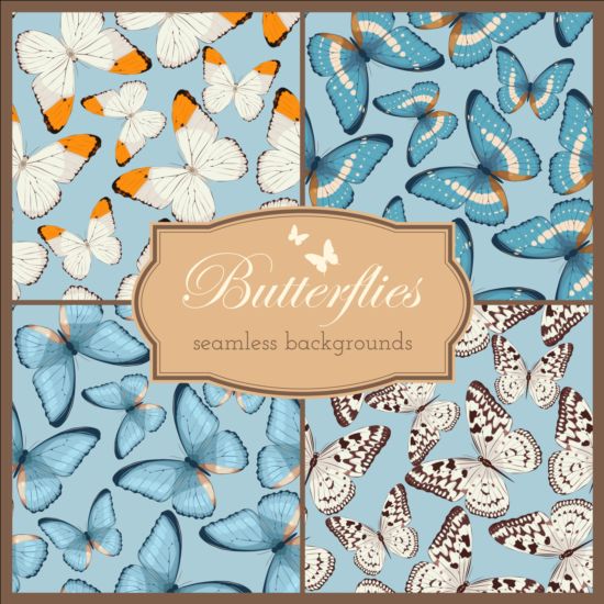 Beautiful butterflies seamless background vector 02  