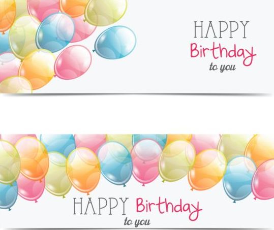Födelsedag banner med transparent ballong vektor  