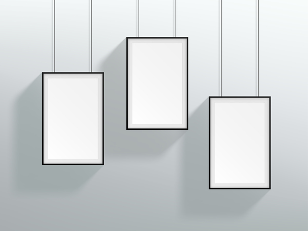 Blank black realistic hanging frames design vector  