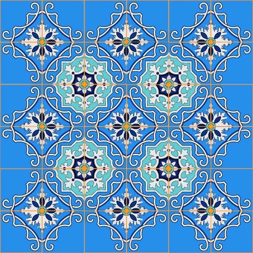 Blue floral decor pattern vector  