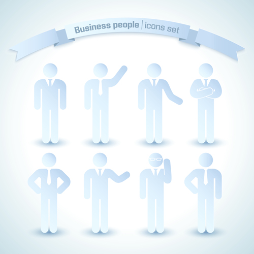 Business people white icons material 01  