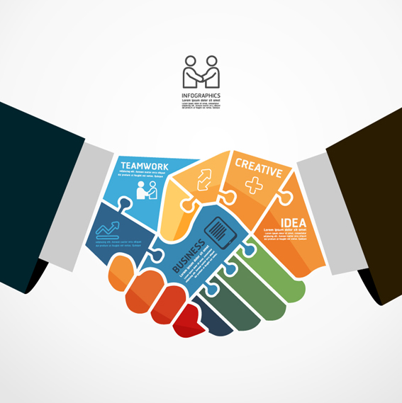 Business teamwork creative infographics vector  