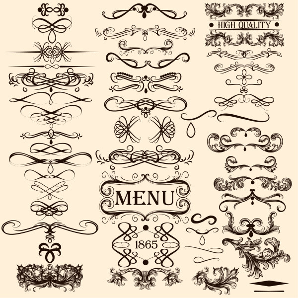 Calligraphy with menu ornaments vector material  