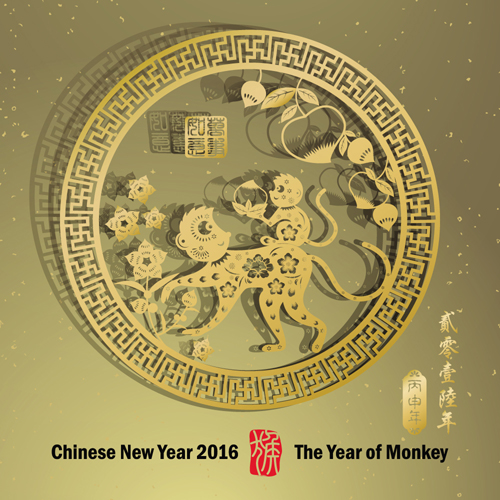 Chinese new year 2016 monkey design vector 03  