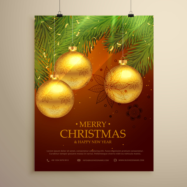 Рождественская листовка и обложка брошюры дизайн вектор 11  
