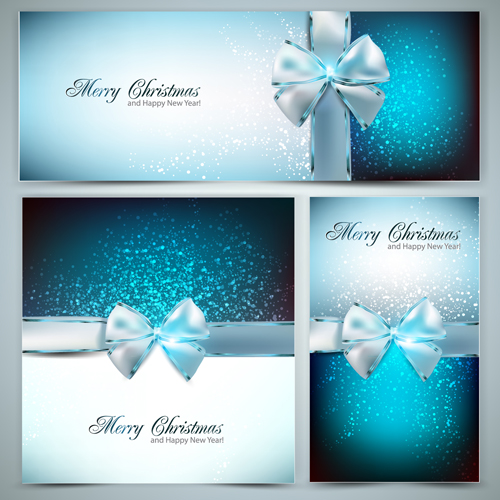 Christmas ornate gift cards vector set 05  