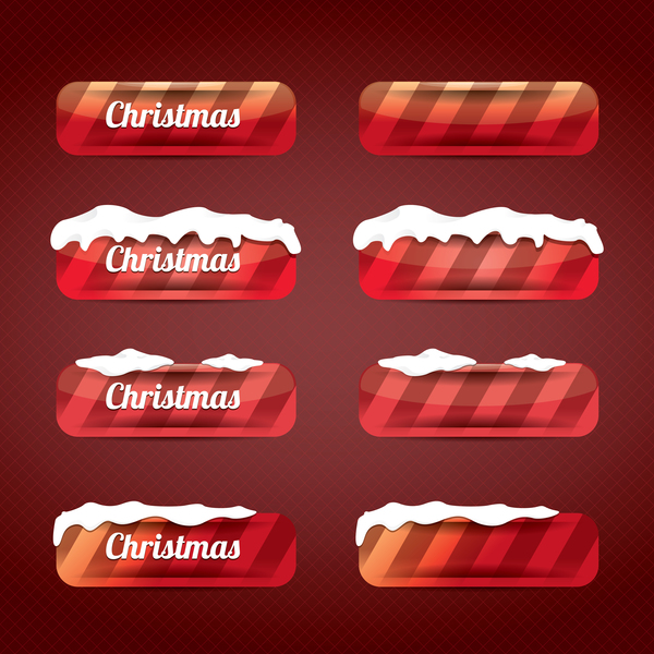 Christmas web buttons red vector set 06  