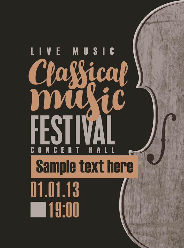 Classical music retro concert poster template 08  