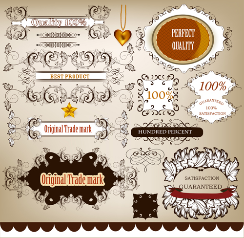 Classical ornaments frames vintage style vector set 01  