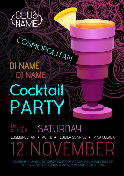 Cocktail party flyer vector template 32  