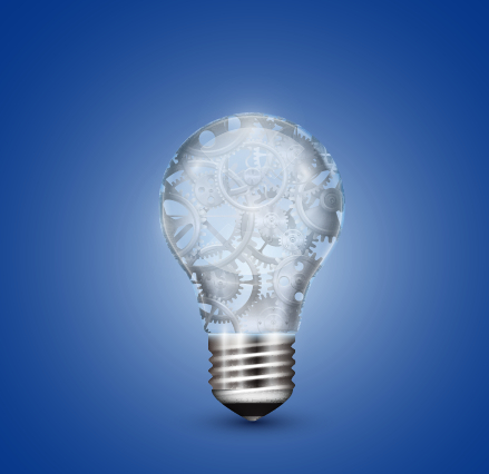 Creative light bulb and blue background vector graphics 01  